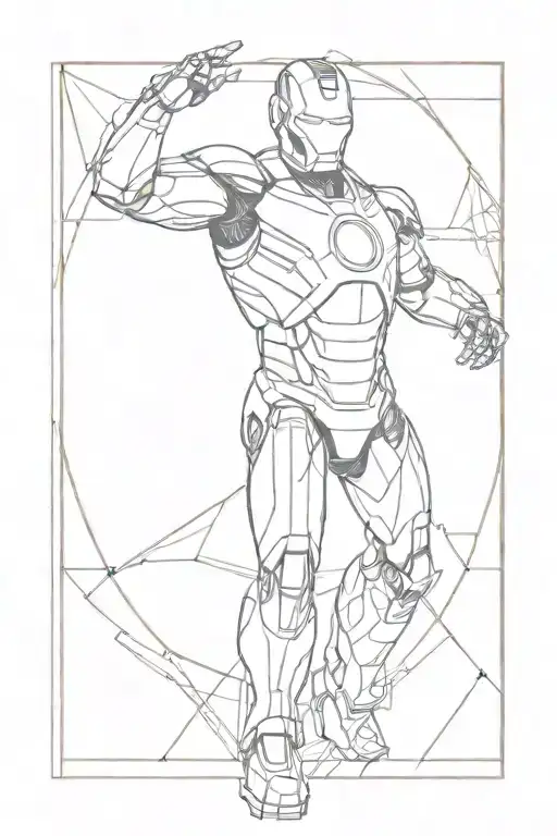 iron man vitruvian man tattoo design idea