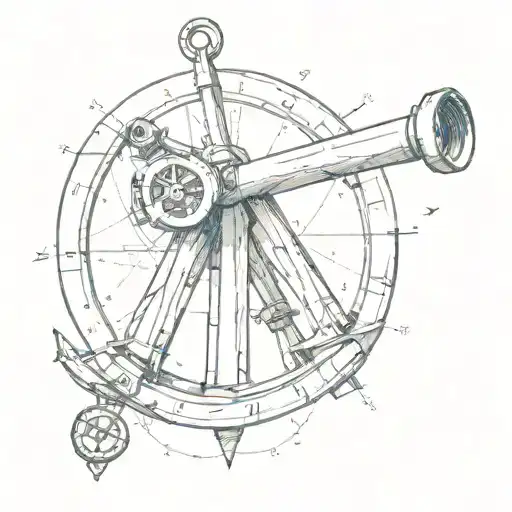 small simple sextant pointed at star tattoo design idea