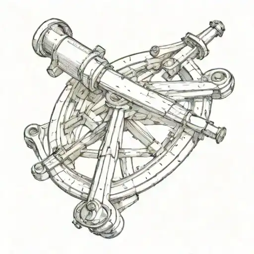 small simple sextant pointed at star tattoo design idea