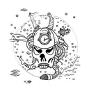 Cave diver navigating through an intricate underwater cave system tattoo design idea