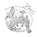 Cave diver navigating through an intricate underwater cave system tattoo design idea