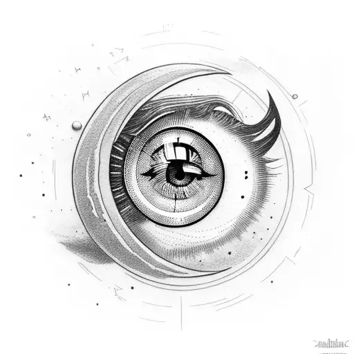 evil eye unalome moon Gemini  tattoo design idea