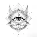 evil eye unalome moon Gemini  tattoo design idea