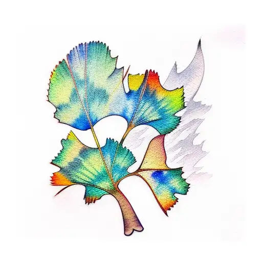 watercolour stream with ginkgo leaves on top tattoo design idea