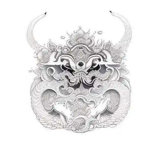 инь янь, красный tattoo design idea