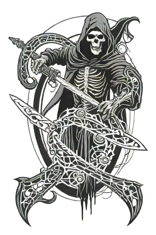 grim reaper holding a scythe tattoo design idea