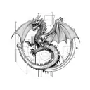 A cyberpunk-inspired clockwork mechanism integrated into a celtic dragon design in sketch style tattoo design idea