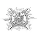 A cyberpunk-inspired clockwork mechanism integrated into a celtic dragon design in sketch style tattoo design idea