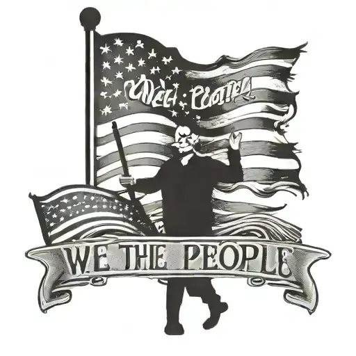 distressed American flag with "we the people" and "one nation under god" inside tattoo design idea
