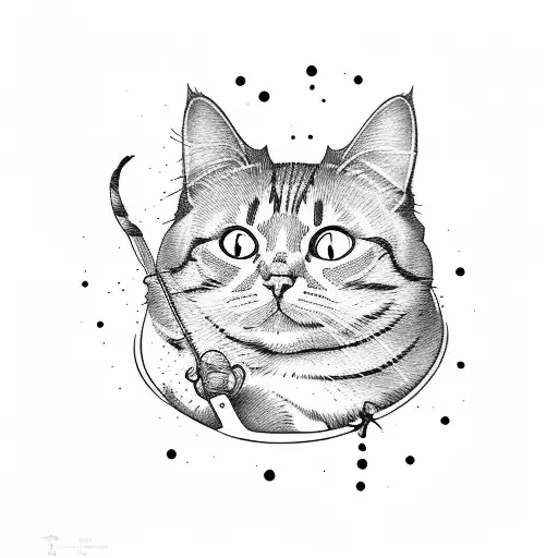 Fat cat tattoo design idea