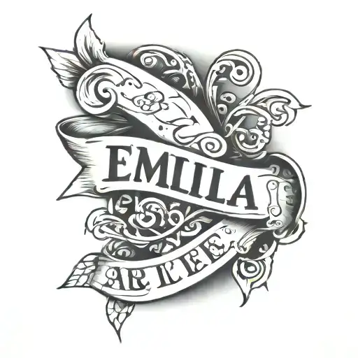 A tattoo of writing "Abi, Emelia, Evelyn, Elousie" wrapped around a wrist of a man tattoo design idea