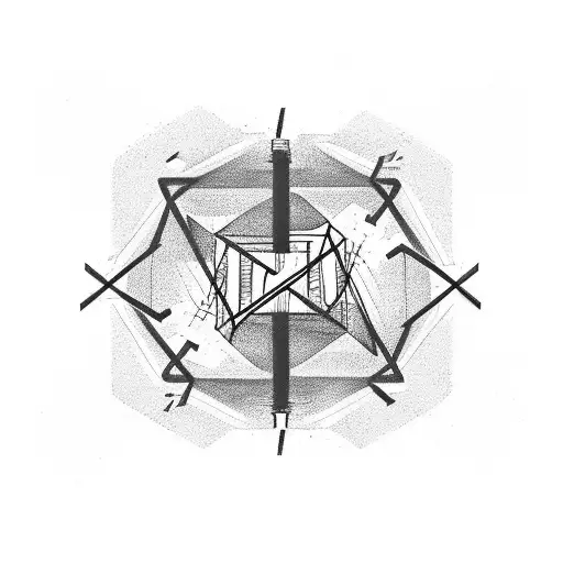 An abstract design incorporating power lines and electricity bolts, with a dollar sign hidden within the lines tattoo design idea