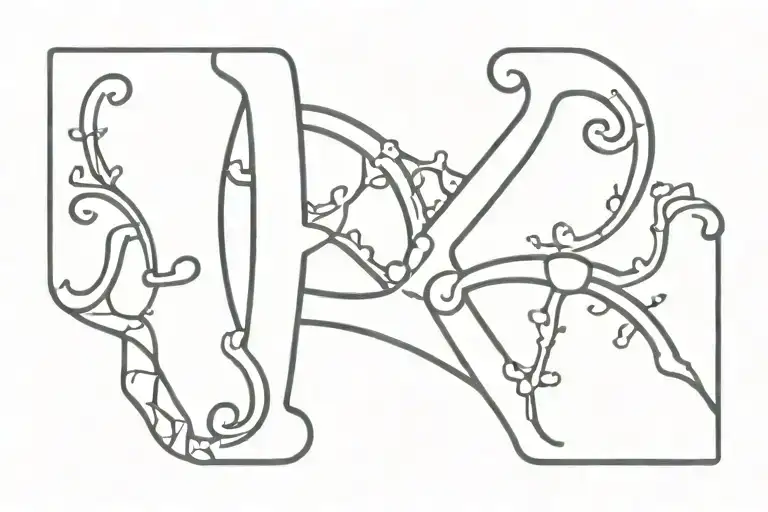 The letter B in a dog bone tattoo design idea