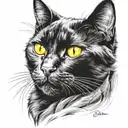 black cat yellow eyes tattoo design idea