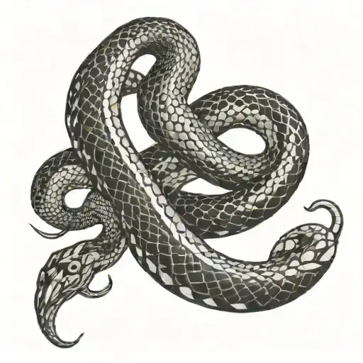 A blackwork tattoo of a snake shedding its skin, symbolizing transformation and renewal in spirituality tattoo design idea