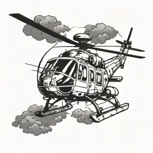 helicopter flying tattoo design idea