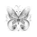 Butterfly with Amor Aurora script tattoo design idea