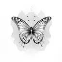 Butterfly with Amor Aurora script tattoo design idea