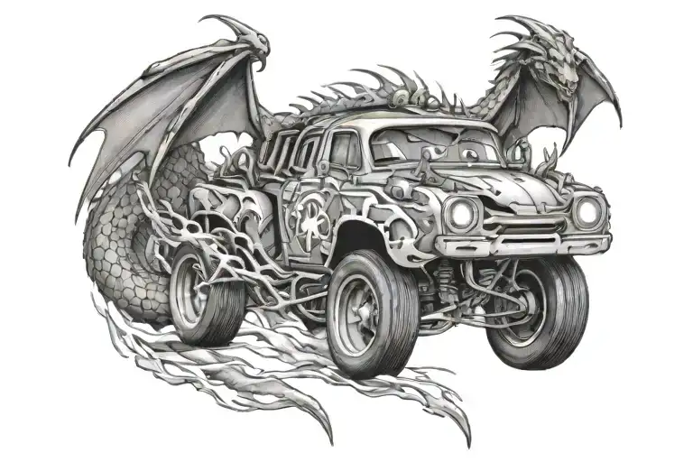 Dragon Lightning McQueen  tattoo design idea