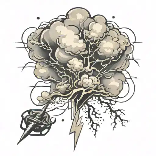 thunder storm on parrie with Paper Route empire logo  tattoo design idea