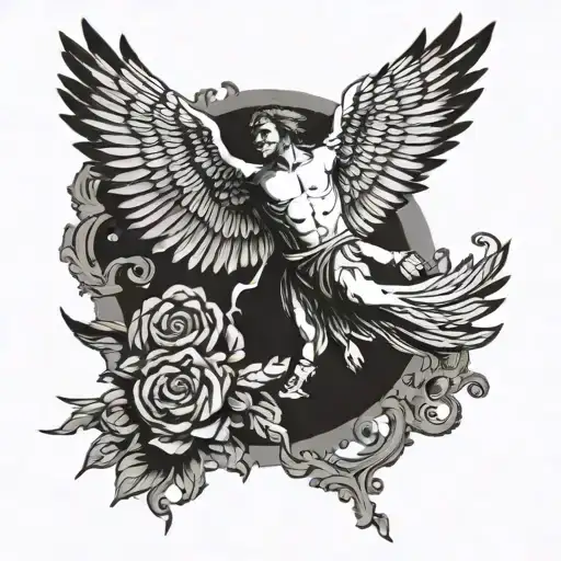 icarus flying tattoo design idea