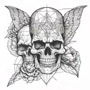 Skull with one half as Complete devil and other as angel tattoo design idea
