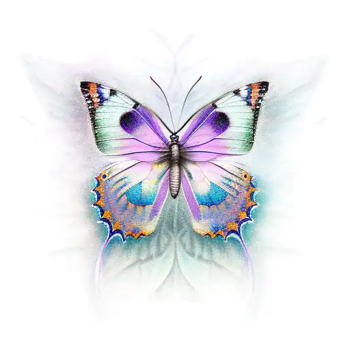 purple butterfly warrior tattoo design idea