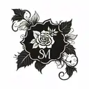A beautiful floral wreath incorporating the initials of the son and step mom tattoo design idea