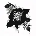 A beautiful floral wreath incorporating the initials of the son and step mom tattoo design idea
