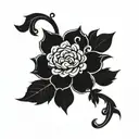 A beautiful floral wreath incorporating the initials of the son and step mom tattoo design idea