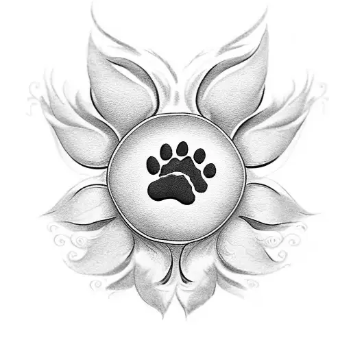 daisy with dog paw tattoo design idea