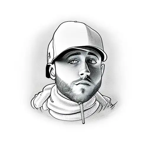 mac miller wit coffin under him tattoo design idea