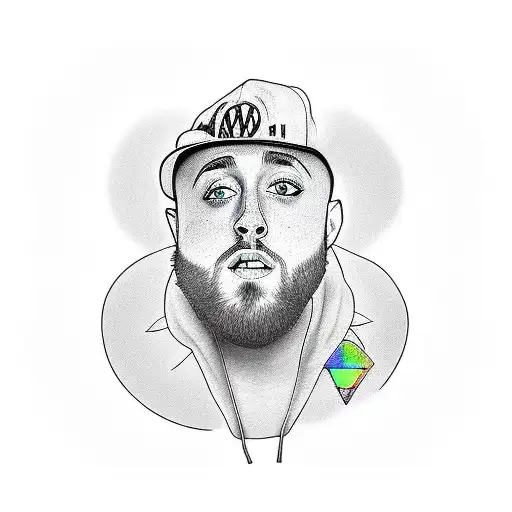 mac miller with coffin under him tattoo design idea