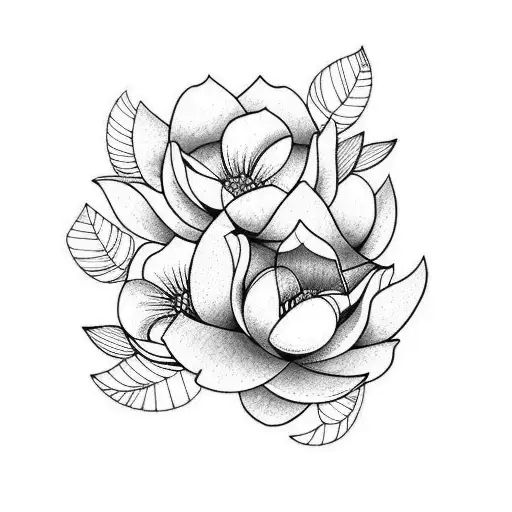 forearm sleeve with geese and magnolias tattoo design idea