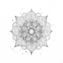 A dotwork mandala design incorporating elements of the snowdrop flower, representing the balance and harmony found in embracing both beauty and anxiety tattoo design idea