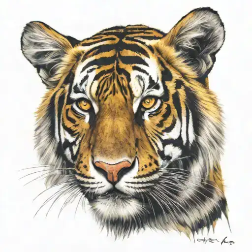 a very realistic black and yellow tiger for a chest tattoo tattoo design idea