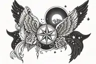 stars wings dawn dusk tattoo design idea