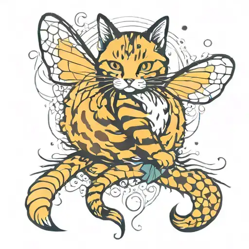 honey comb and cat tail wrapped tattoo design idea