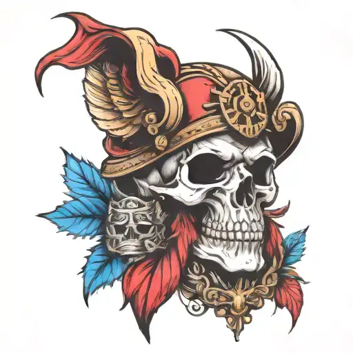 skull, viking, owl, patriot tattoo design idea