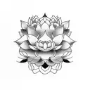 Lotus flower and Buddha in a serene garden tattoo design idea
