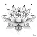 Lotus flower and Buddha in a serene garden tattoo design idea