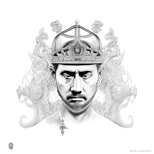 Emperor August with Roman Empire details tattoo design idea