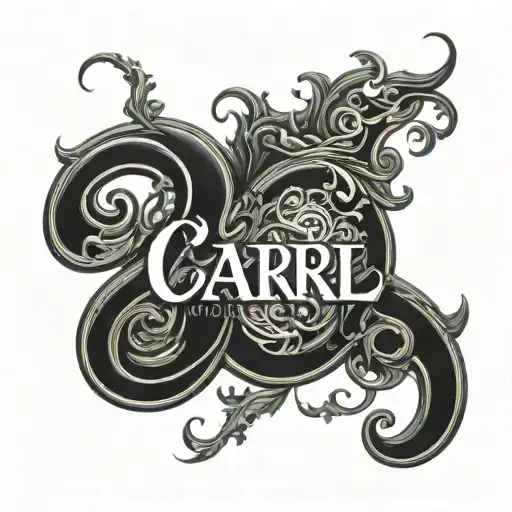 The name CARL in big letters that looks carved tattoo design idea