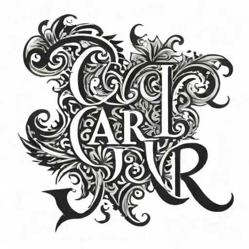 The name CARL in big letters that looks carved tattoo design idea