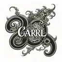 The name CARL in big letters that looks carved tattoo design idea
