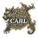 The name CARL in big letters that looks carved tattoo design idea