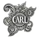 The name CARL in big letters that looks carved tattoo design idea