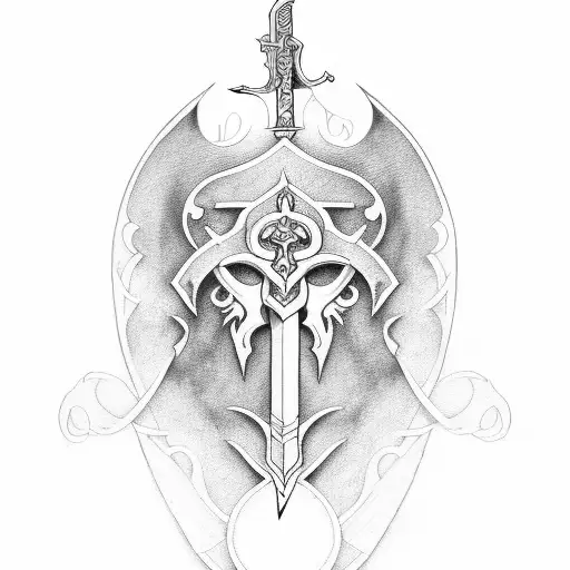 sword worship bible tattoo design idea