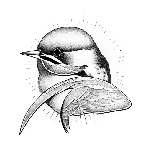 swallow tattoo in black and white tattoo design idea