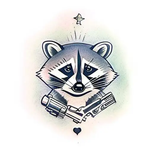 Raccoon with guns tattoo design idea